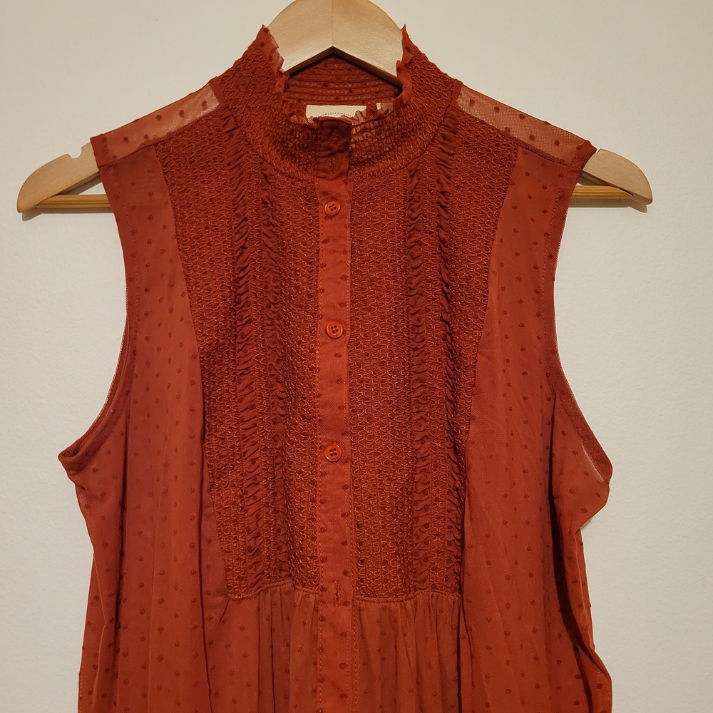 Anthropologie Vanessa Virginia Sheer Mesh Dot Tunic Top Size M